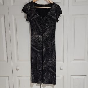 ✨ New York & Company Polka Dot Midi Dress | Chic Minimal Tie Front ✨